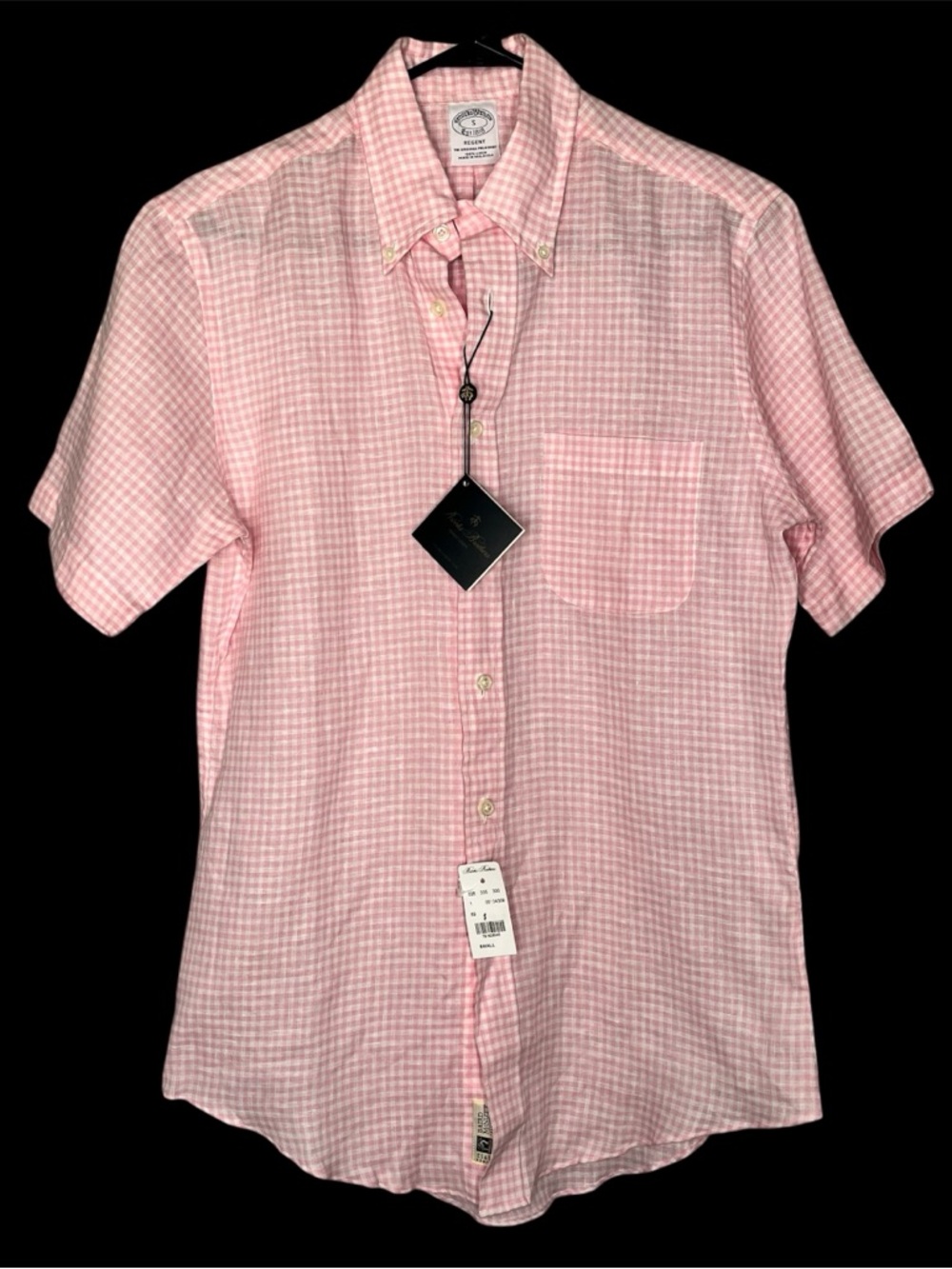 Brooks Brothers Irish Linen Regent Shirt Mens Small Pink Gingham NWT